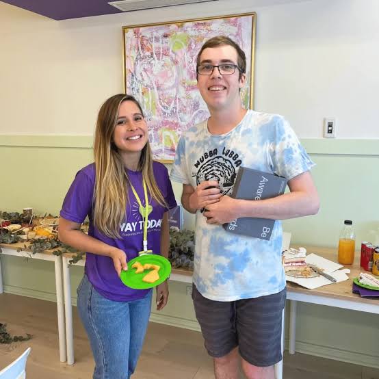 A YAY Today support worker with a participant at home in Melbourne