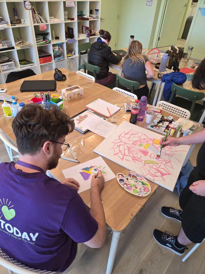 Participants making art at the YAY Today creative workshop, photo 3